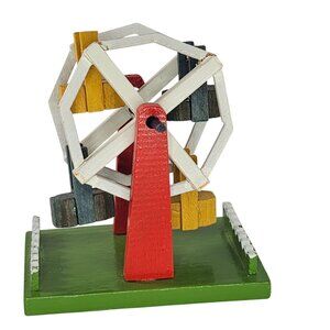 Handmade Erzgebirge Wood Ferris Wheel Miniature East Germany *FLAW*